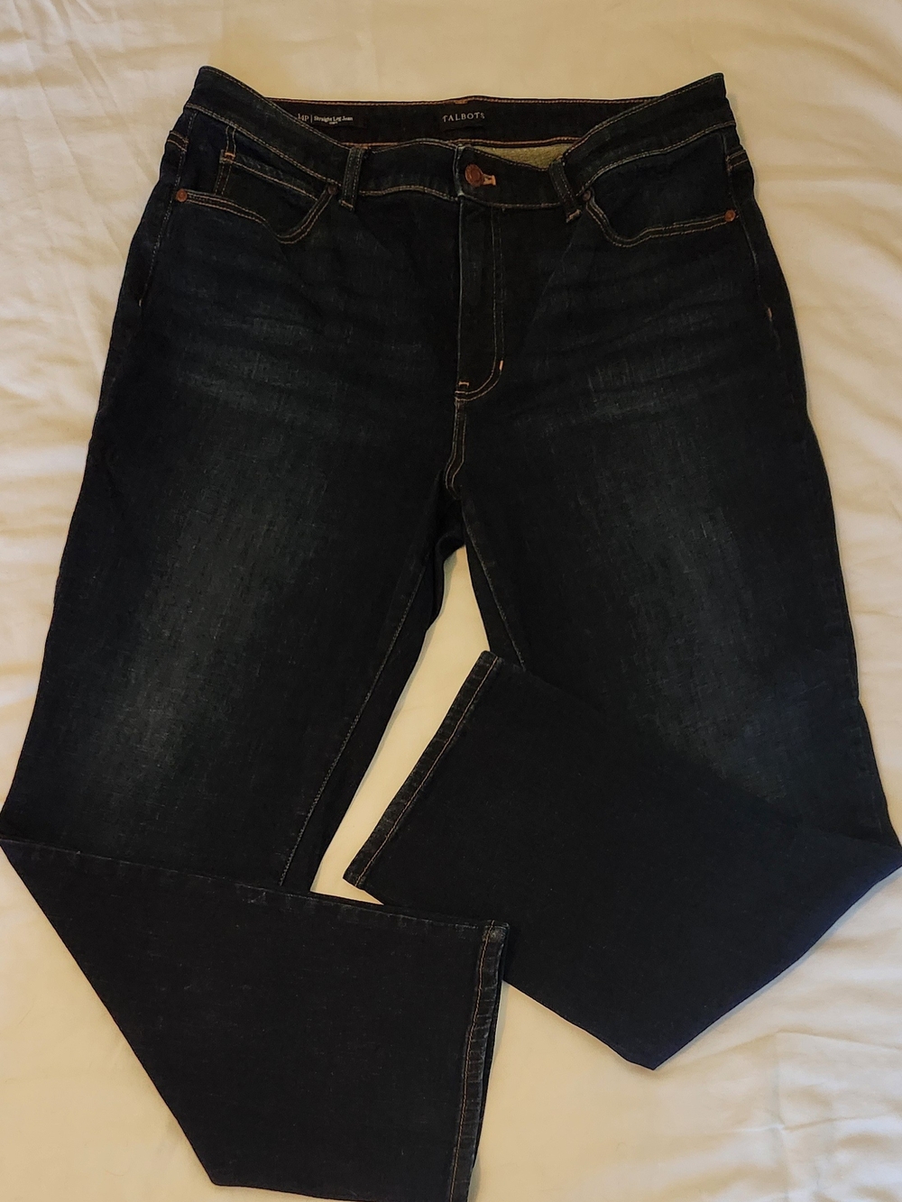 Talbots Womens Petite Dark Wash Straight Leg Curvy Jeans
